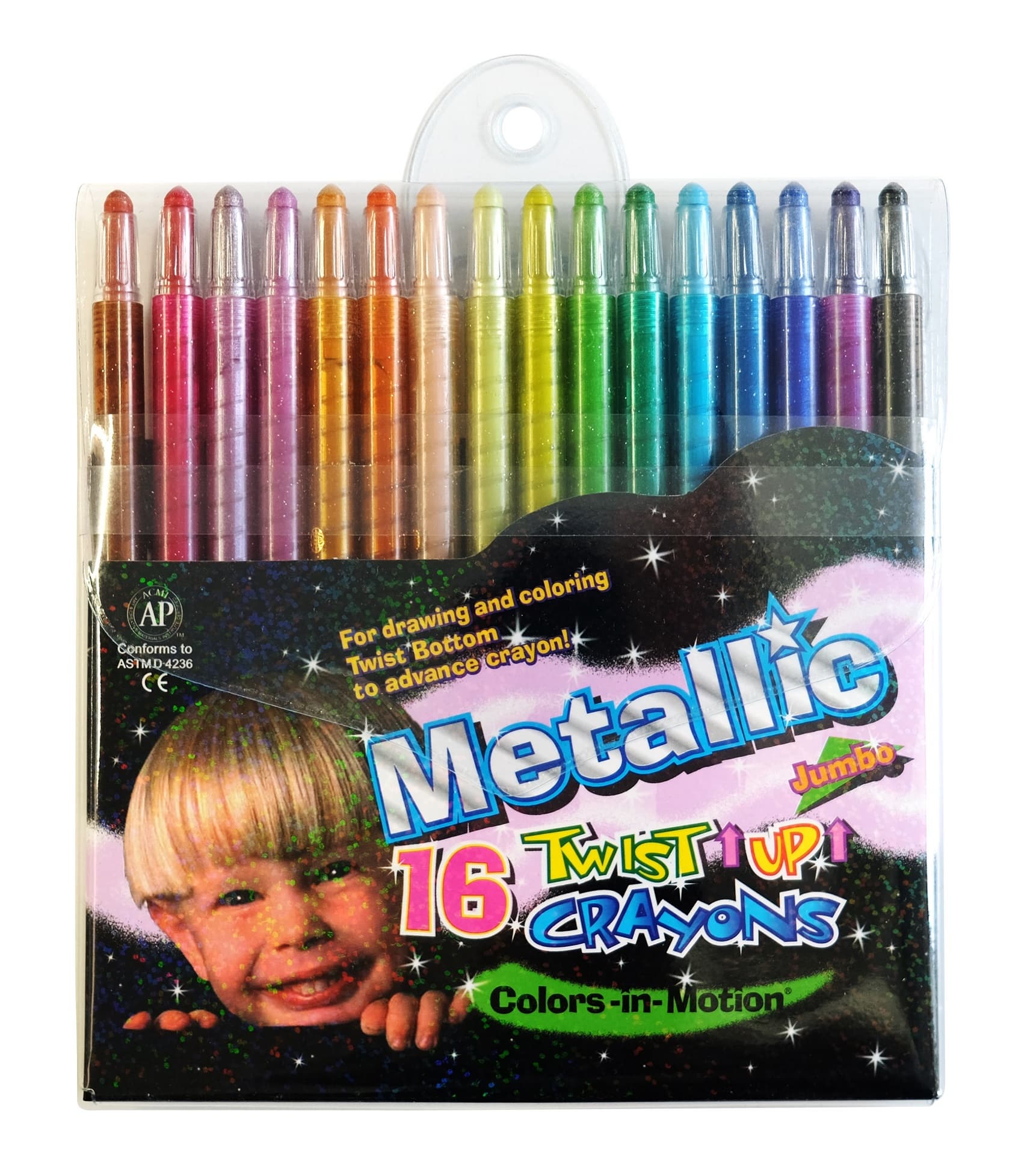 16 Metallic crayons in vinyl pouch_ Twist_up Crayons